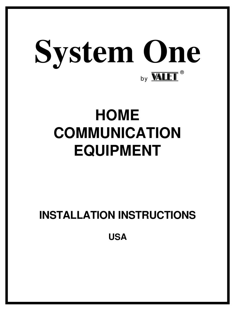 Valet System One Installation Instructions Manual Pdf Download Manualslib Valet System One Installation Instructions Manual Pdf Download Manualslib