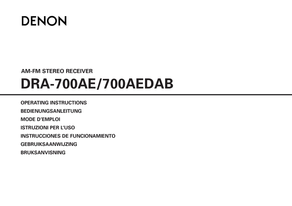 Denon Dra 700ae Operating Instructions Manual Pdf Download Manualslib