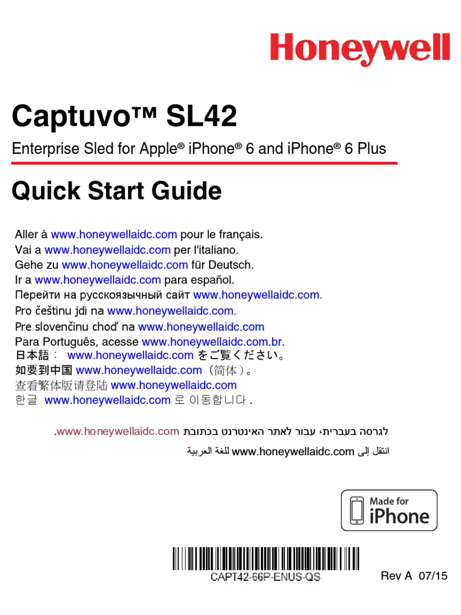 Honeywell Captuvo Sl42 Quick Start Manual Pdf Download Manualslib