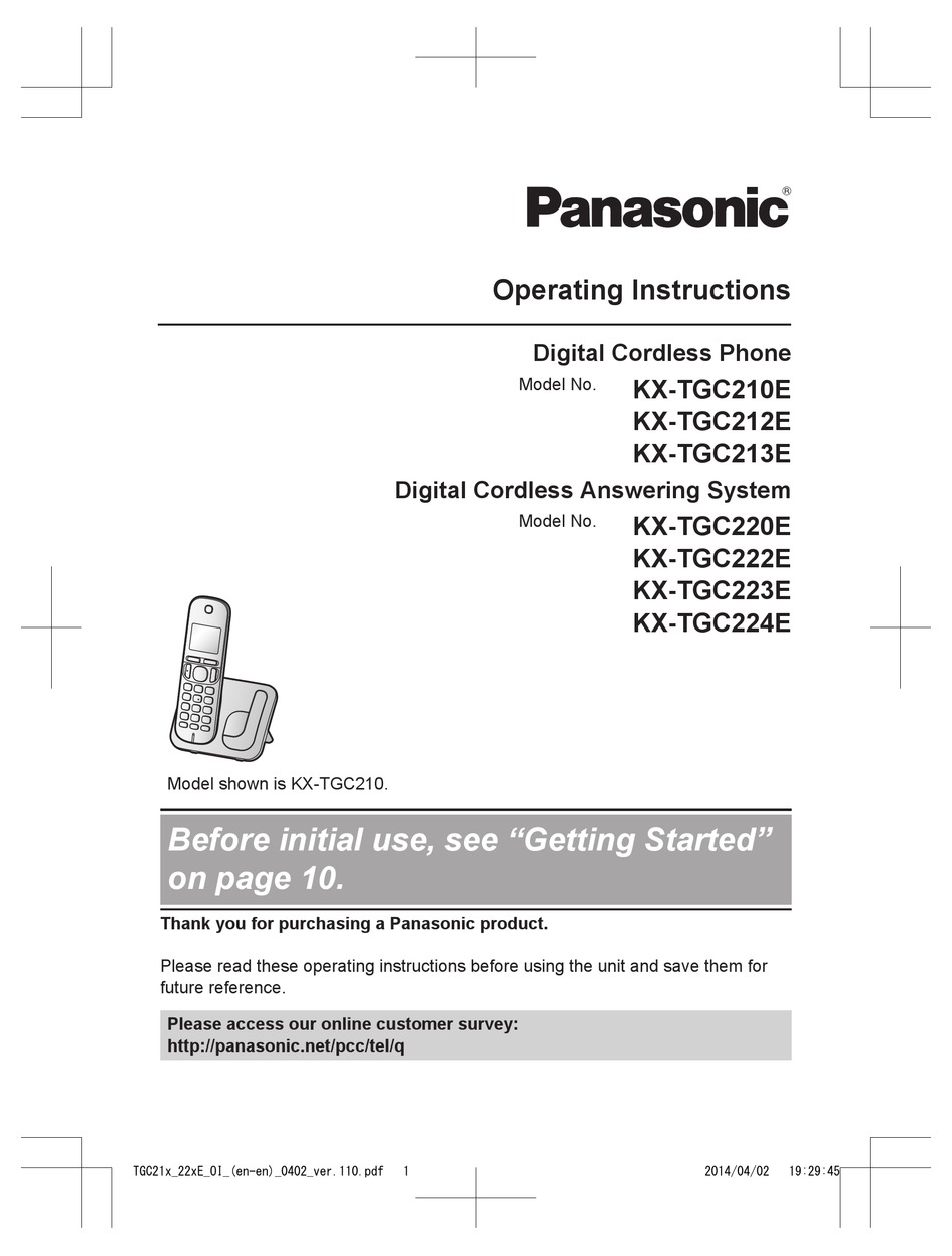 Panasonic Kx Tgc210e Operating Instructions Manual Pdf Download Manualslib