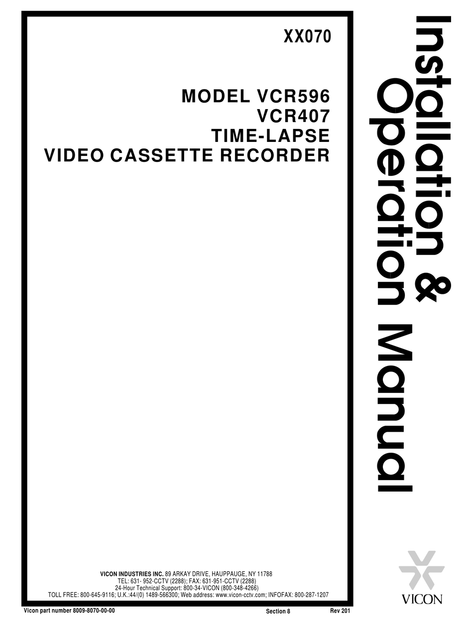 VICON VCR596 INSTALLATION & OPERATION MANUAL Pdf Download | ManualsLib