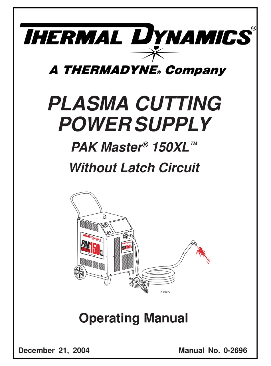 THERMAL DYNAMICS PAK MASTER 150XL OPERATING MANUAL Pdf Download