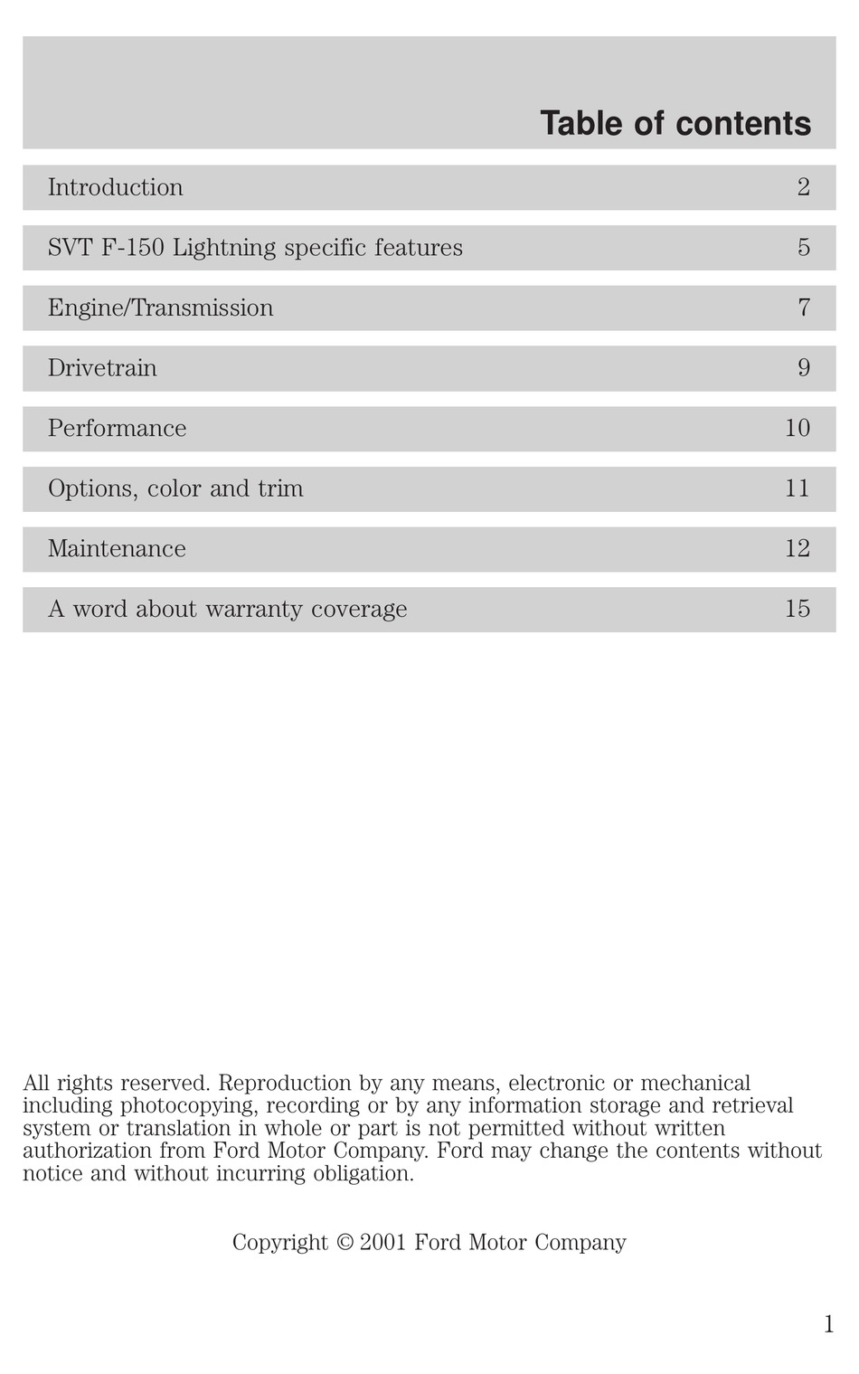 Ford F150 Lightning Owners Manual