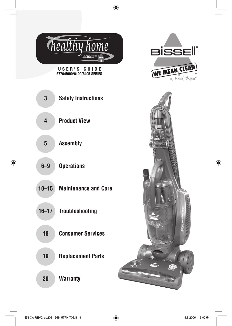BISSELL HEALTHY HOME 5770 SERIES USER MANUAL Pdf Download ManualsLib