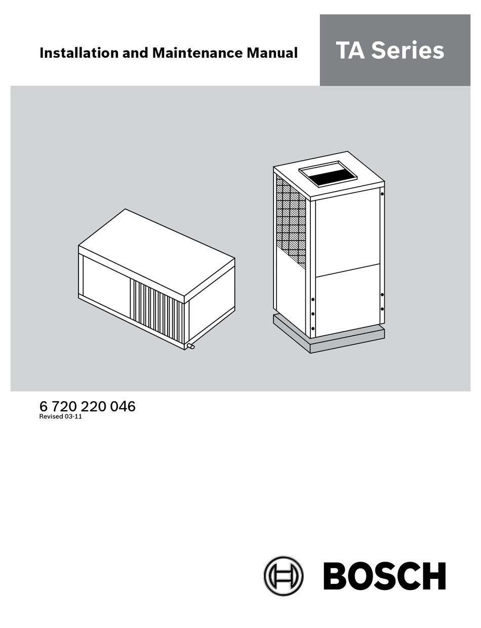 BOSCH TA025 INSTALLATION AND MAINTENANCE MANUAL Pdf Download