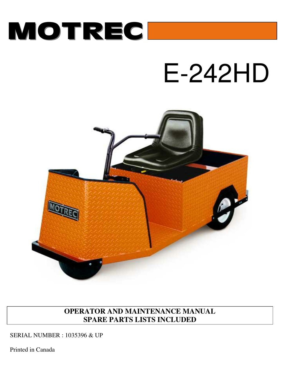 Motrec E 242hd Operator And Maintenance Manual Pdf Download Manualslib