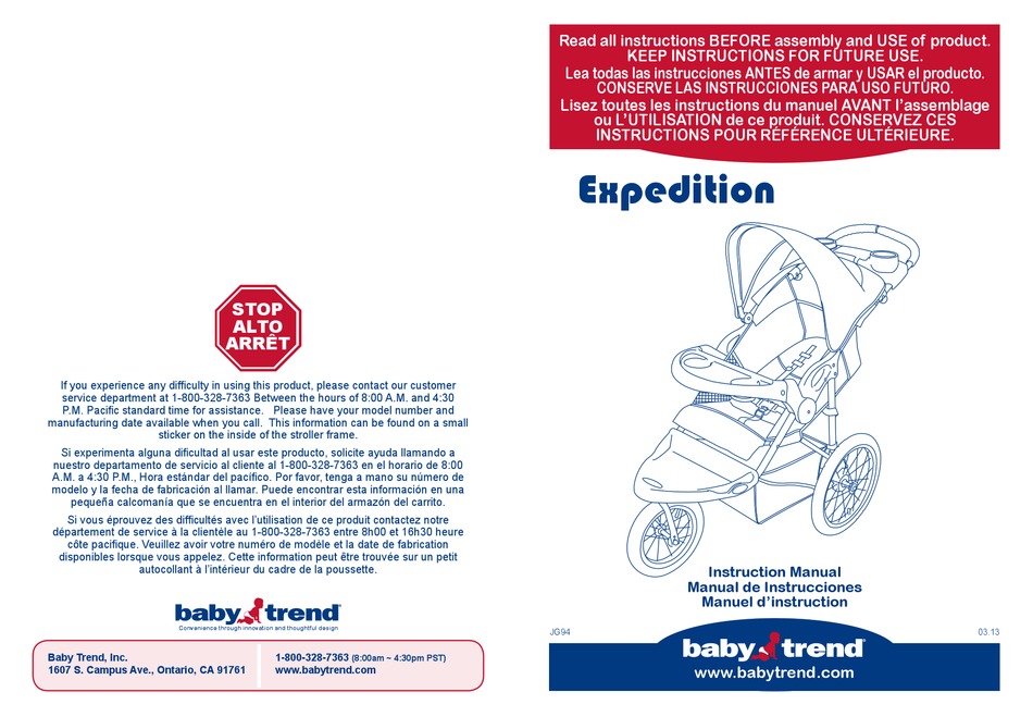 BABY TREND EXPEDITION INSTRUCTION MANUAL Pdf Download | ManualsLib