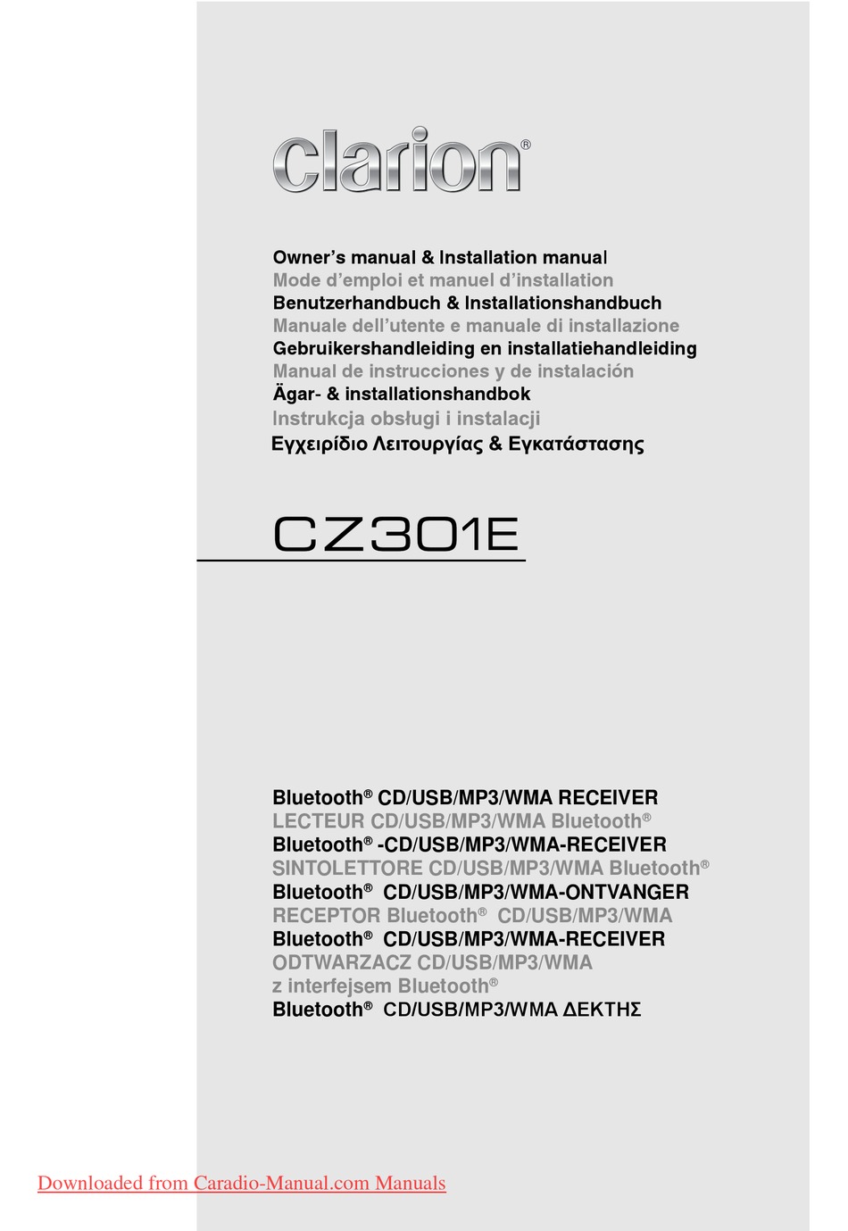 CLARION CZ301E OWNER'S MANUAL & INSTALLATION MANUAL Pdf Download