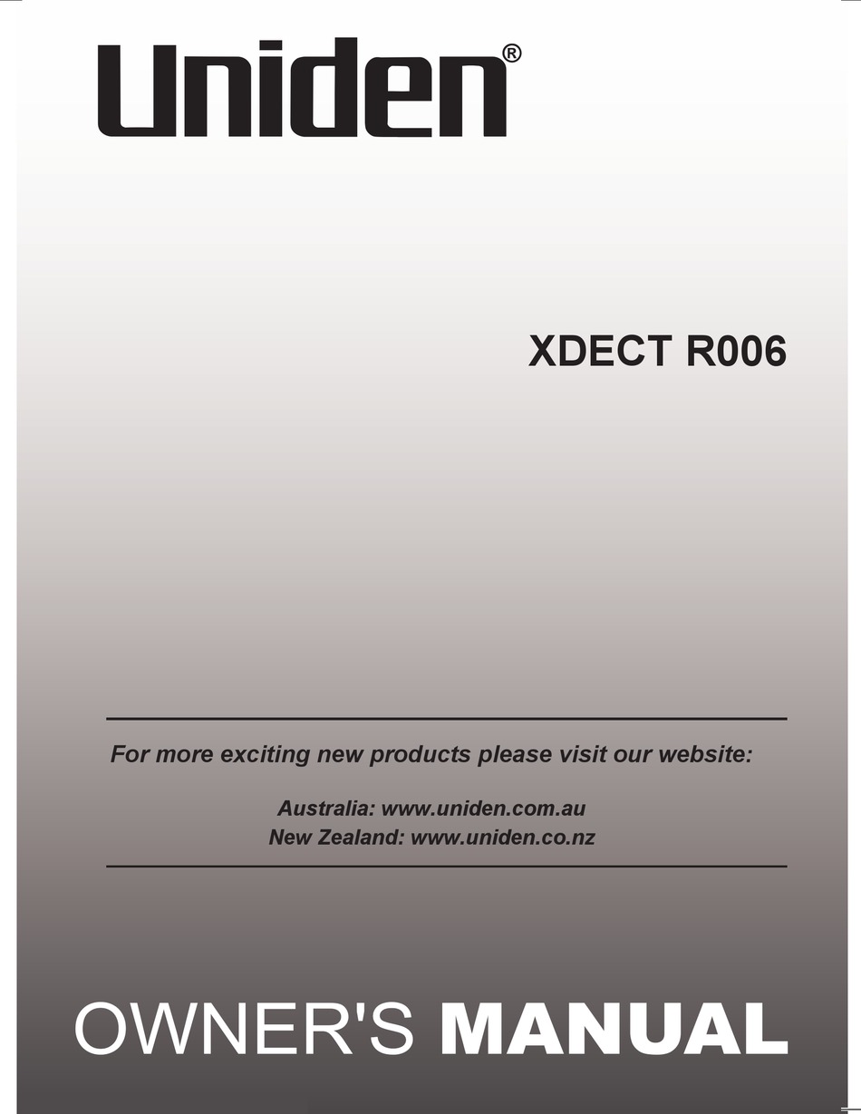 UNIDEN XDECT R006 OWNER'S MANUAL Pdf Download | ManualsLib