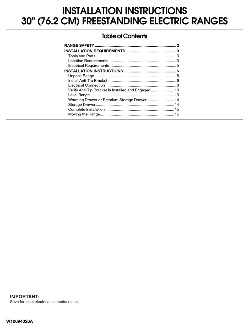 KITCHENAID KFEG500ESS INSTALLATION INSTRUCTIONS MANUAL Pdf Download