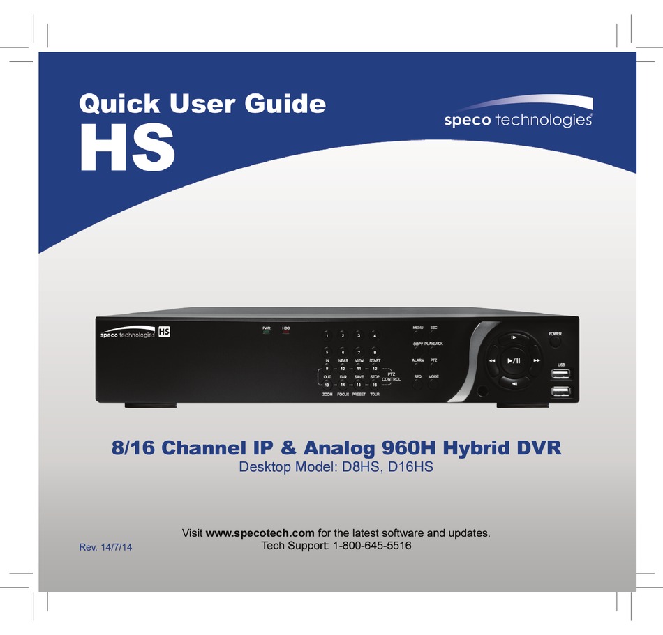 Speco D8hs Quick User Manual Pdf Download Manualslib