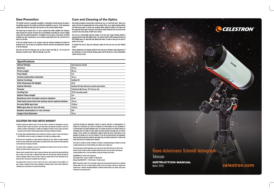 celestron newtonian 910mm telescope manual pdf