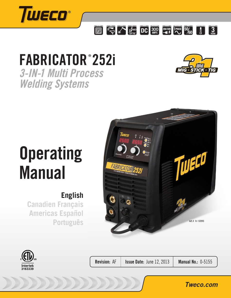 TWECO FABRICATOR 252I OPERATING MANUAL Pdf Download ManualsLib