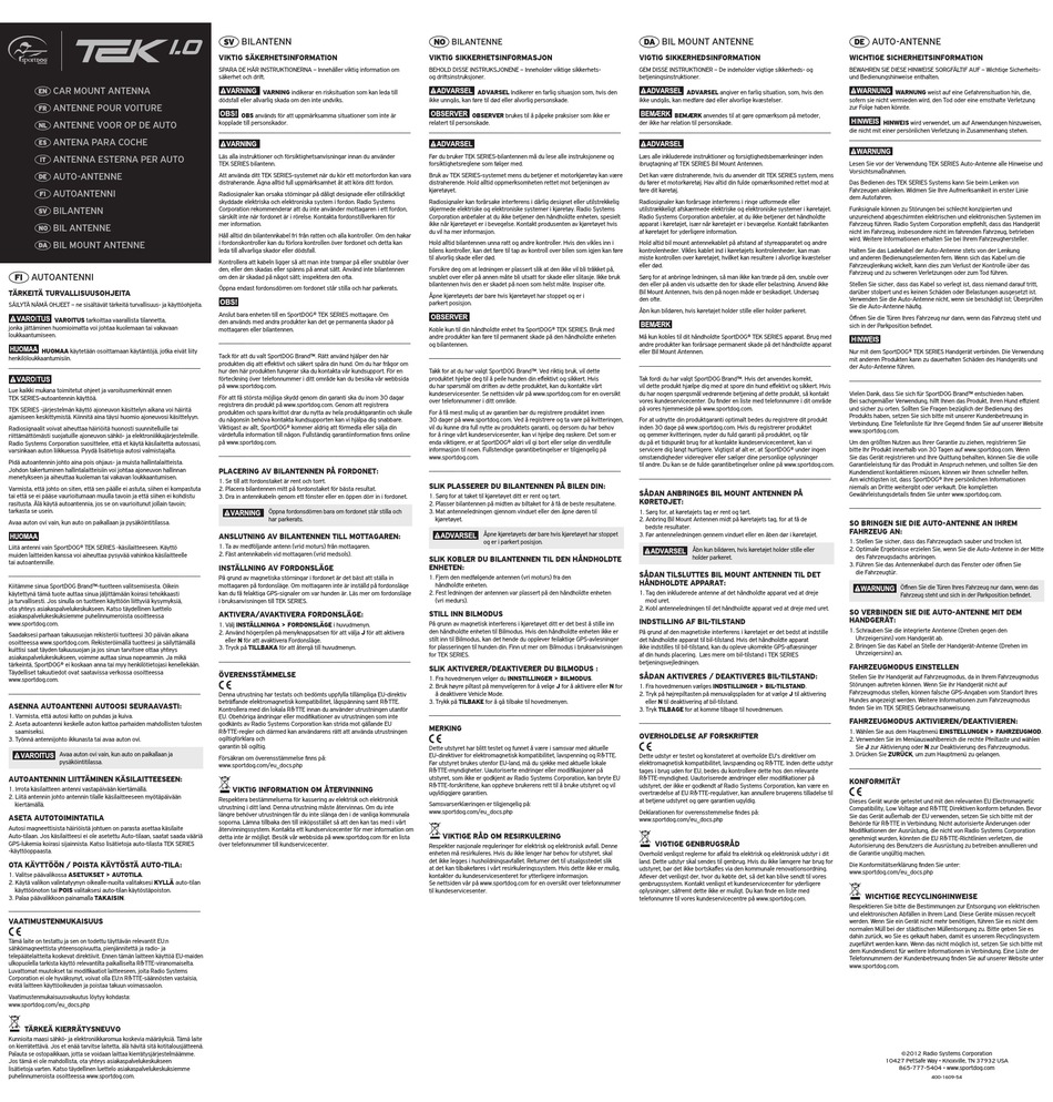 SPORTDOG TEK 1.0 INSTRUCTIONS Pdf Download ManualsLib