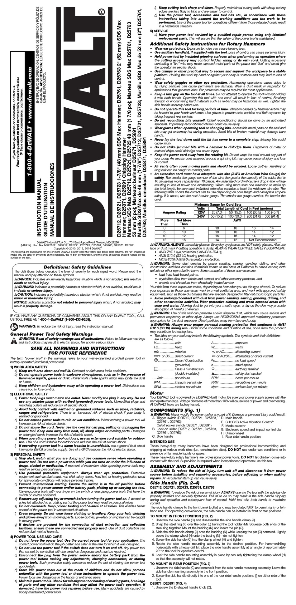 Janice båd Alarmerende DEWALT D25712 INSTRUCTION MANUAL Pdf Download | ManualsLib