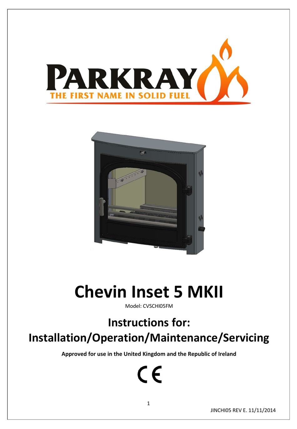 PARKRAY CHEVIN INSET 5 MKII INSTRUCTIONS FOR  INSTALLATION/OPERATION/MAINTENANCE/SERVICING Pdf Download | ManualsLib