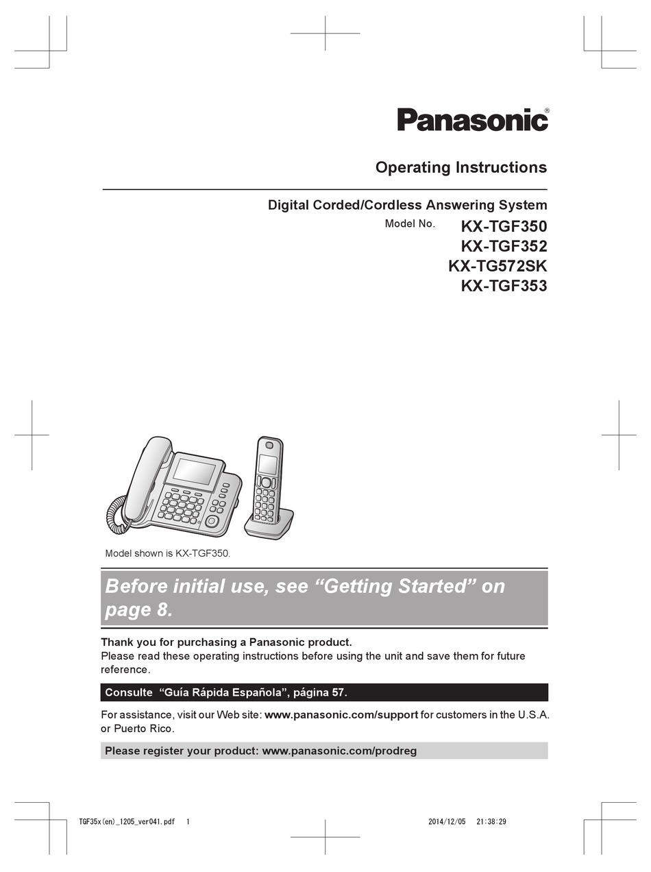 Panasonic Kxts105b Landline Phone User Manual