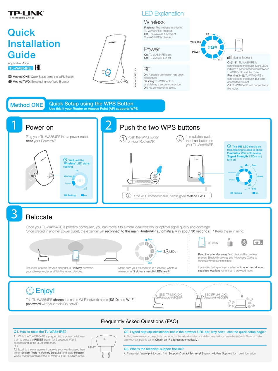 TP-LINK TL-WA854RE QUICK INSTALLATION MANUAL Pdf Download | ManualsLib