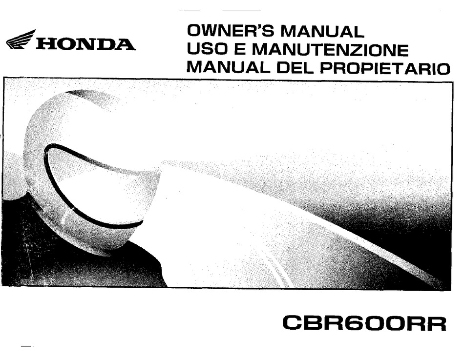 HONDA CBR600RR OWNER'S MANUAL Pdf Download | ManualsLib