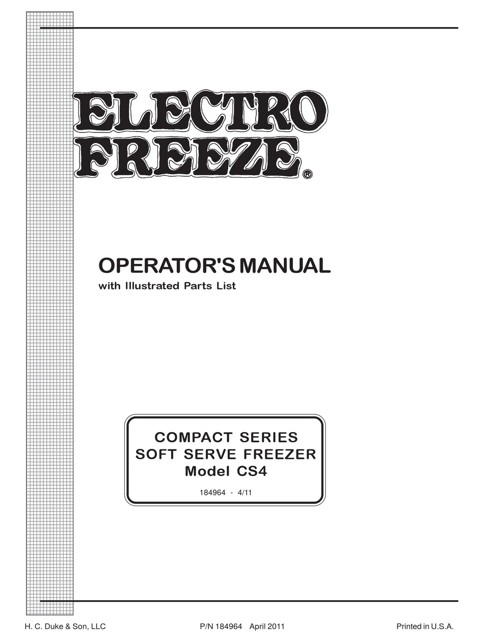 ELECTRO FREEZE CS4 OPERATOR'S MANUAL Pdf Download ManualsLib ELECTRO FREEZE CS4 OPERATOR'S MANUAL Pdf Download ManualsLib