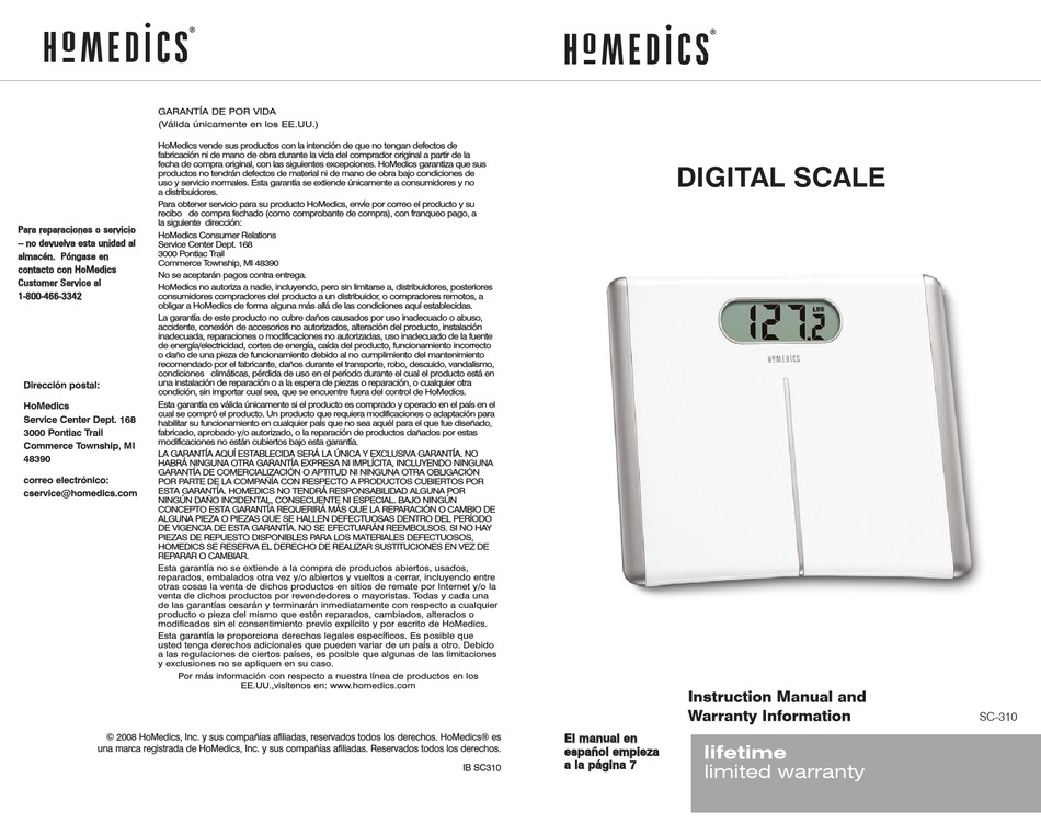 homedics scale sc 565 manual lawn