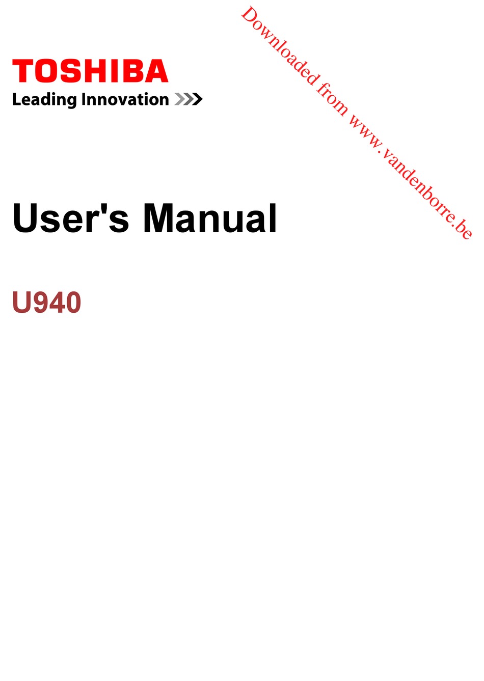 Toshiba U940 User Manual Pdf Download Manualslib