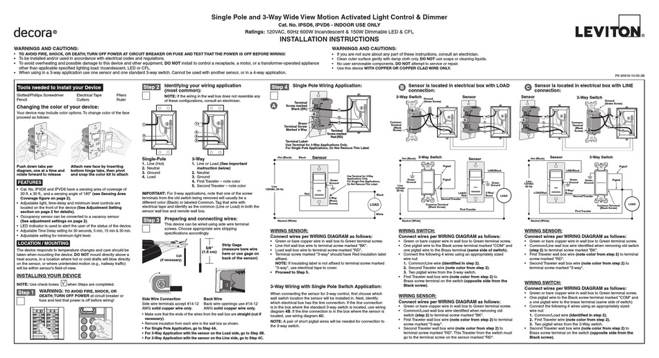 Leviton Motion Sensor Light Switch Wiring Diagram - Wiring Diagram and