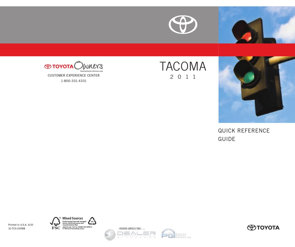 TOYOTA TACOMA 2011 QUICK REFERENCE MANUAL Pdf Download | ManualsLib
