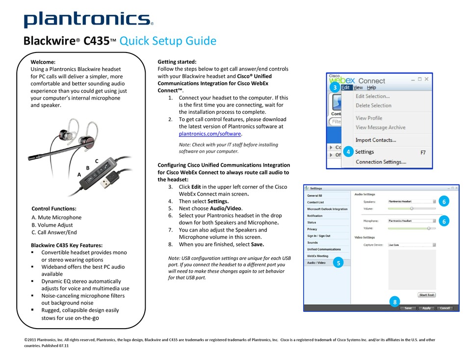 PLANTRONICS BLACKWIRE C435 QUICK SETUP MANUAL Pdf Download ManualsLib
