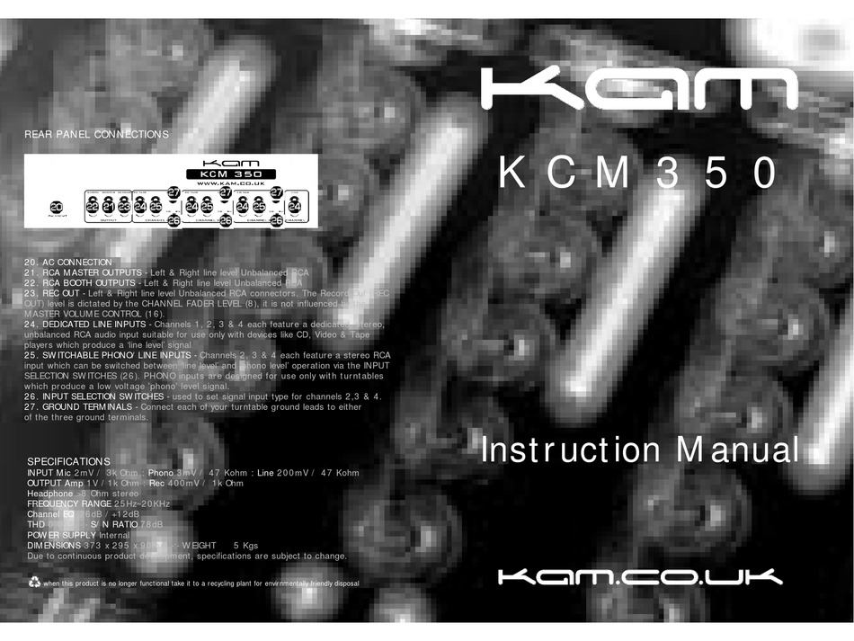 KAM KCM350 INSTRUCTION MANUAL Pdf Download ManualsLib