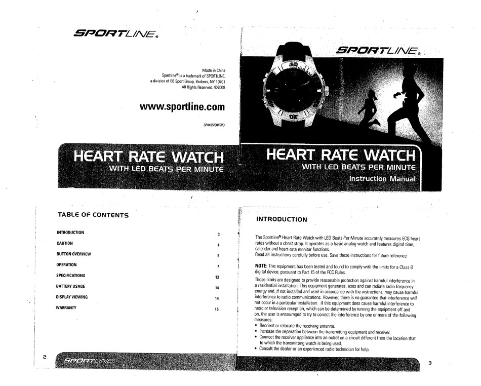 SPORTLINE SP4425 SERIES INSTRUCTION MANUAL Pdf Download | ManualsLib