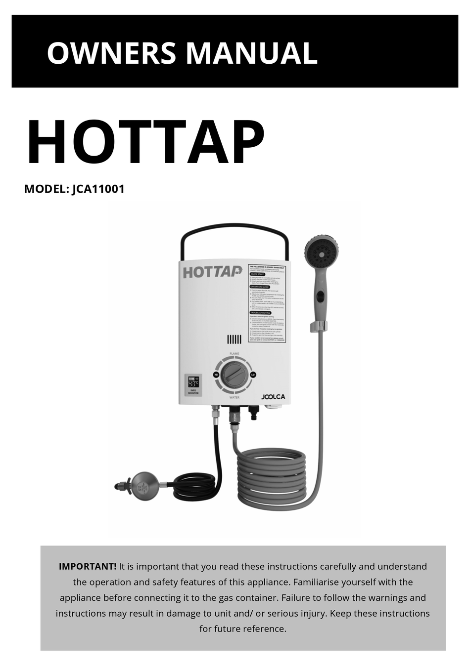 JOOLCA HOTTAP JCA11001 OWNER'S MANUAL Pdf Download ManualsLib