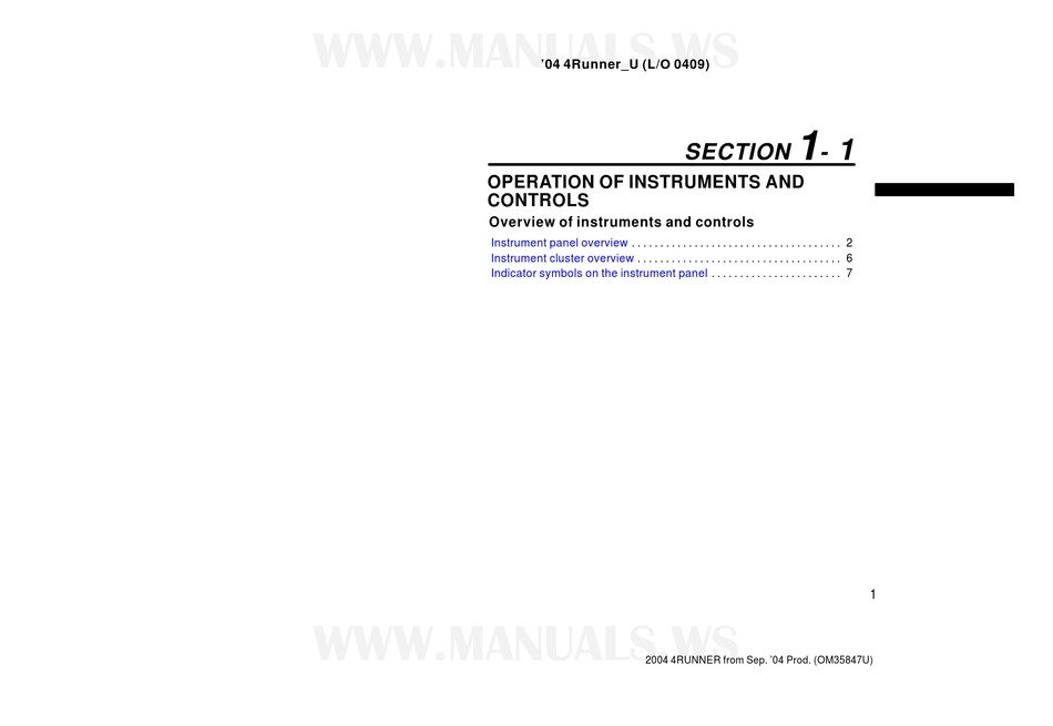 TOYOTA 2004 4RUNNER OWNER'S MANUAL Pdf Download | ManualsLib