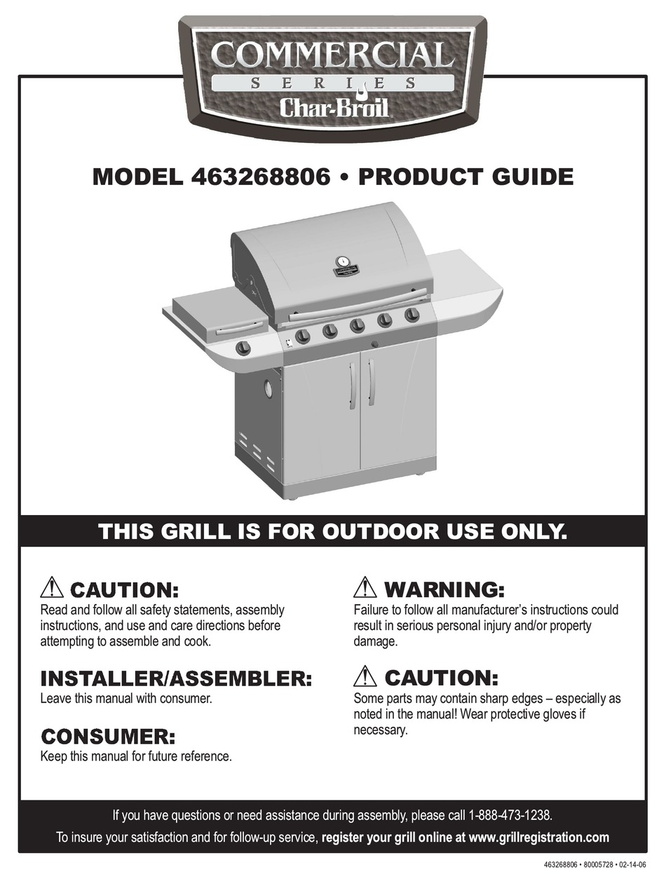 CHAR BROIL 463268806 PRODUCT MANUAL Pdf Download ManualsLib