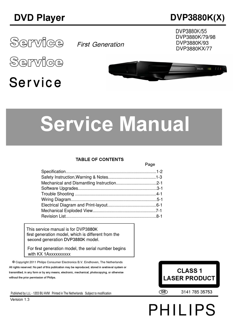 PHILIPS DVP3880K/55 SERVICE MANUAL Pdf Download | ManualsLib