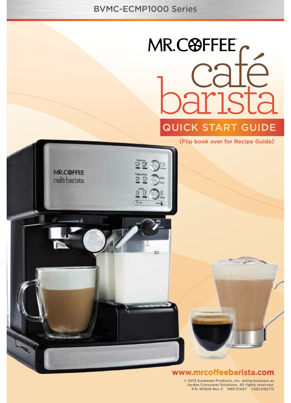 MR. COFFEE CAFE BARISTA BVMCECMP1000 SERIES QUICK START MANUAL Pdf