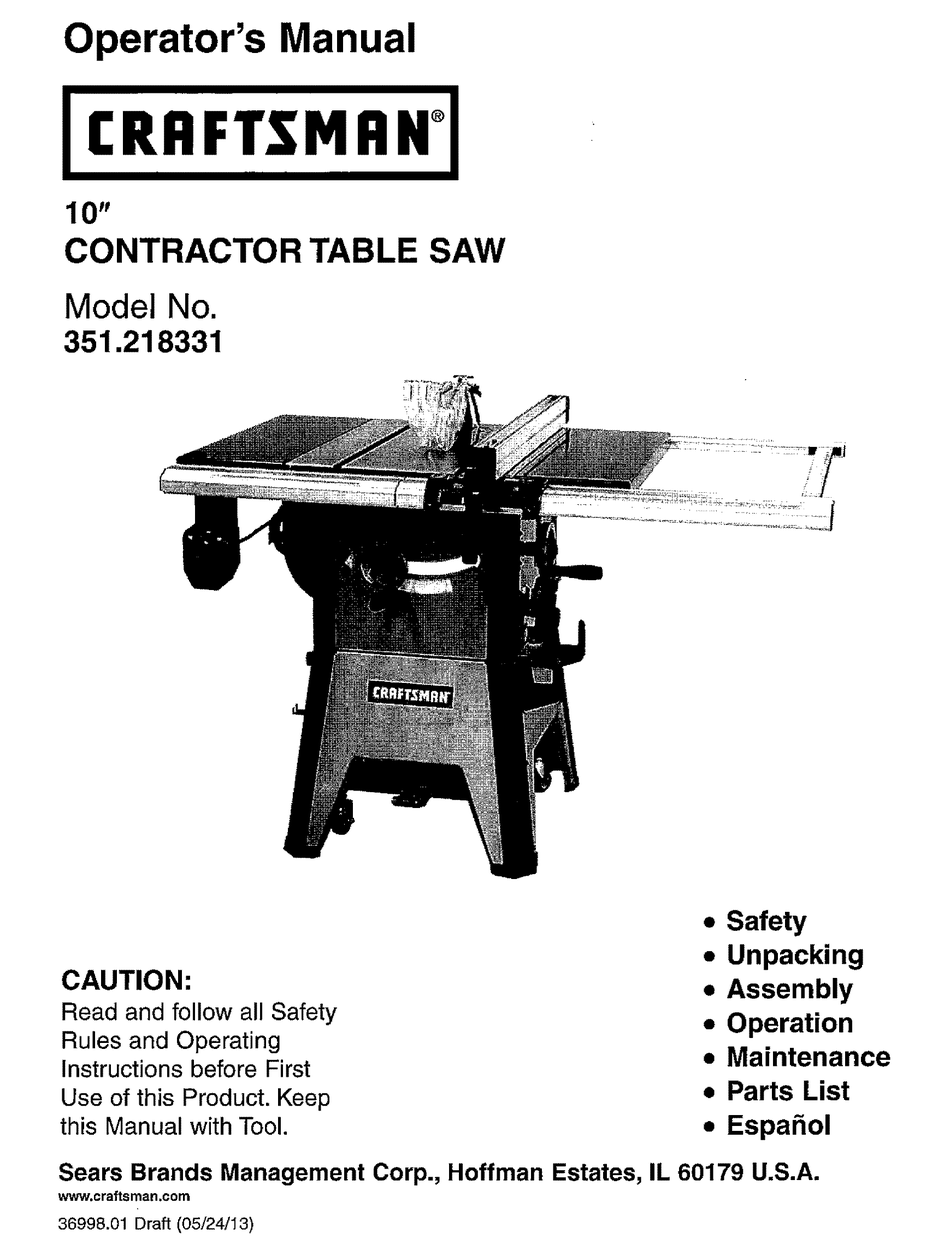 CRAFTSMAN 351.218331 OPERATOR'S MANUAL Pdf Download | ManualsLib