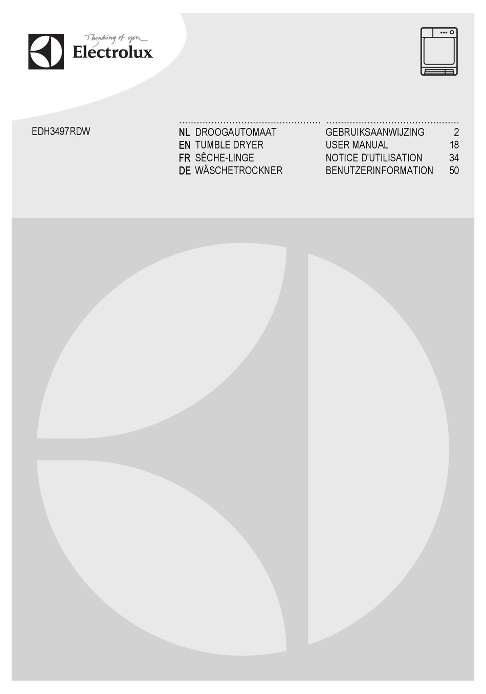 Electrolux Edh3497rdw User Manual Pdf Download Manualslib