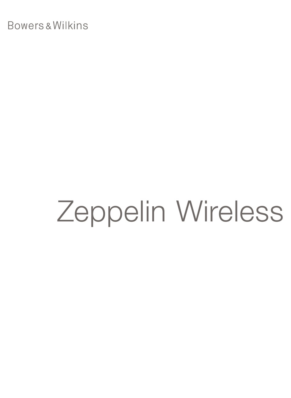 Bowers Wilkins Zeppelin Wireless Manual Pdf Download Manualslib