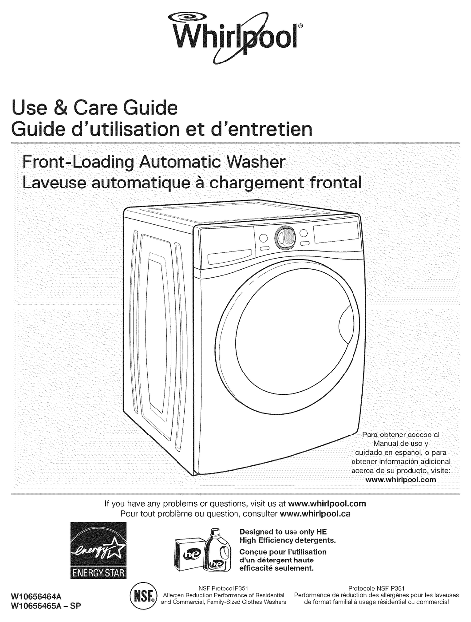 WHIRLPOOL WFW97HEDBD0 USE & CARE MANUAL Pdf Download | ManualsLib