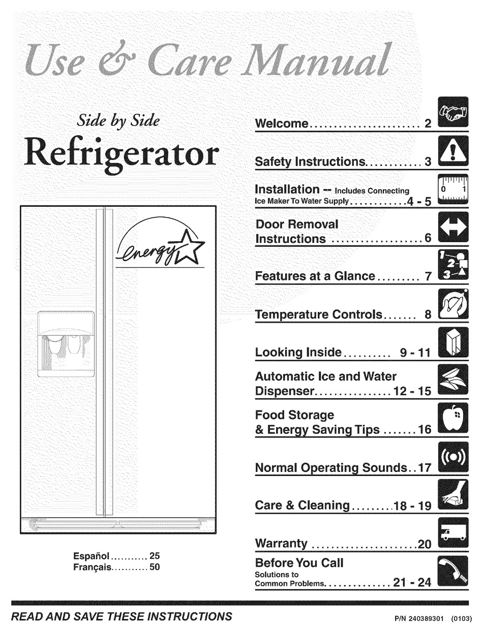 FRIGIDAIRE PLRS267ZAB0 USE & CARE MANUAL Pdf Download | ManualsLib