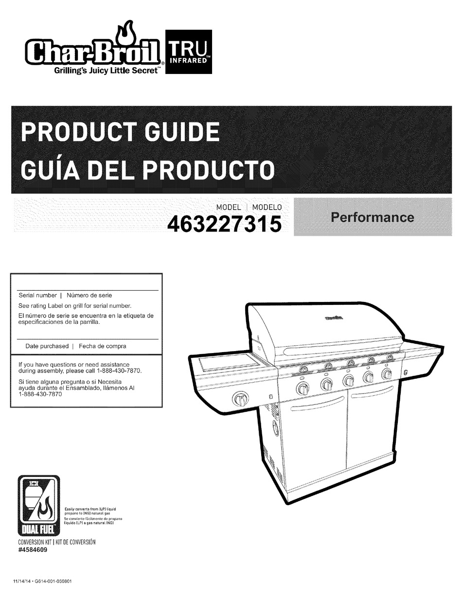 CHAR BROIL PERFOMANCE 463227315 PRODUCT MANUAL Pdf Download