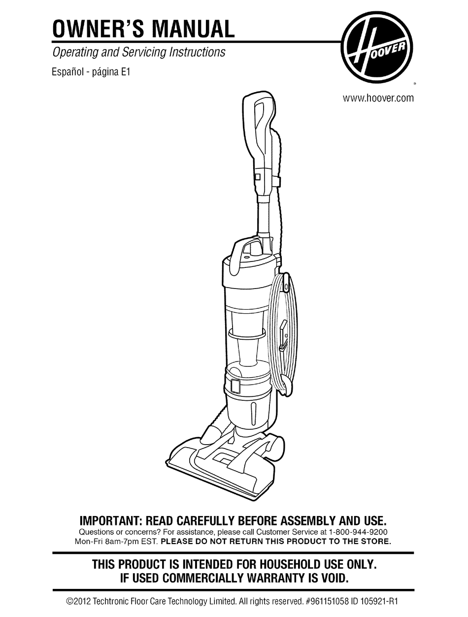 HOOVER UH72400 OWNER'S MANUAL Pdf Download | ManualsLib