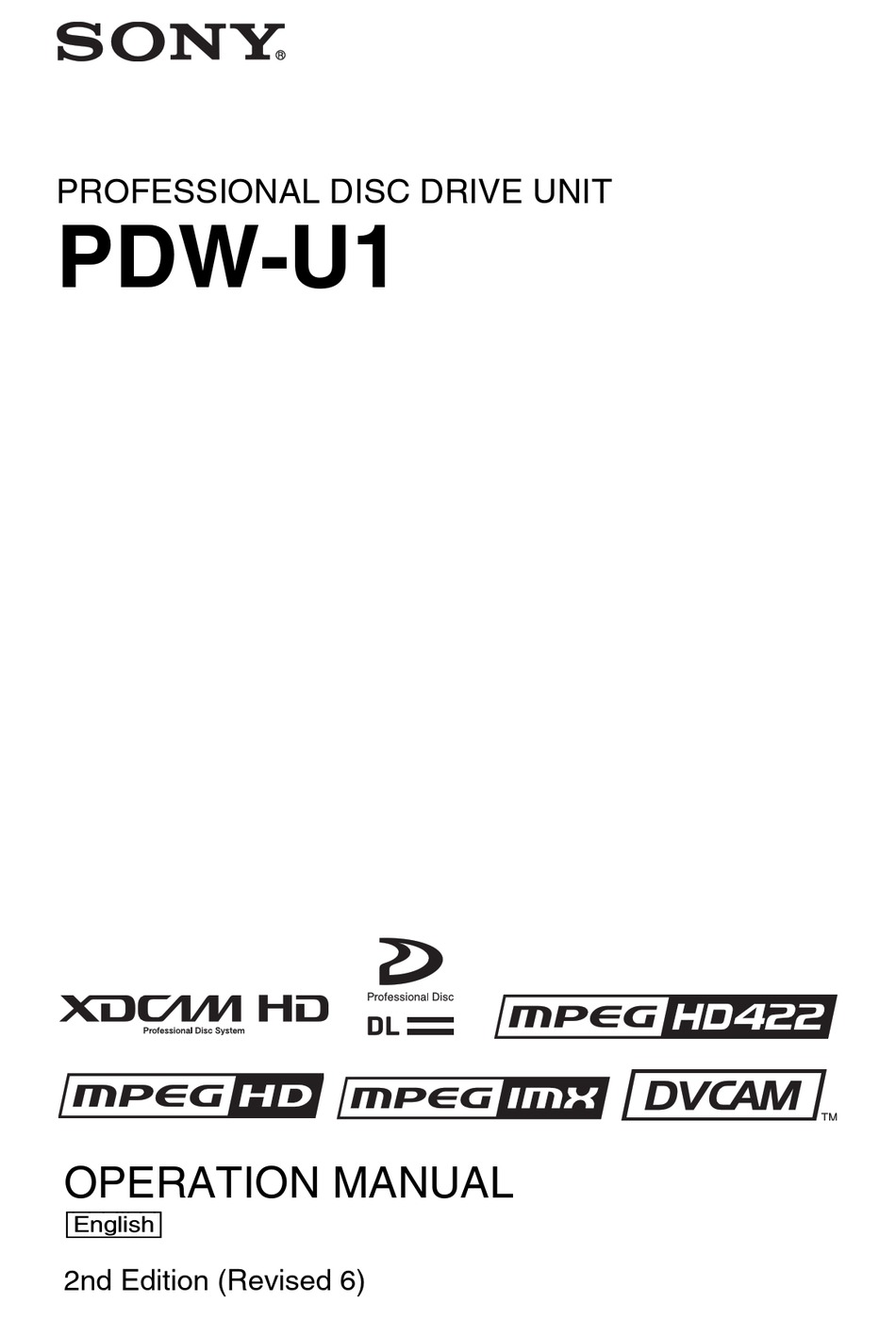 Sony Pdw U1 Operation Manual Pdf Download Manualslib