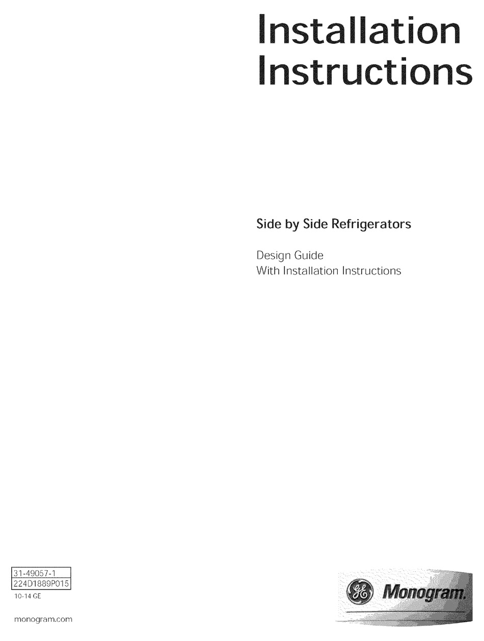 Ge Ziss480drhss Installation Instructions Manual Pdf Download Manualslib