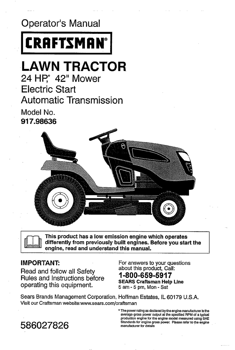 CRAFTSMAN 917.986360 OPERATOR