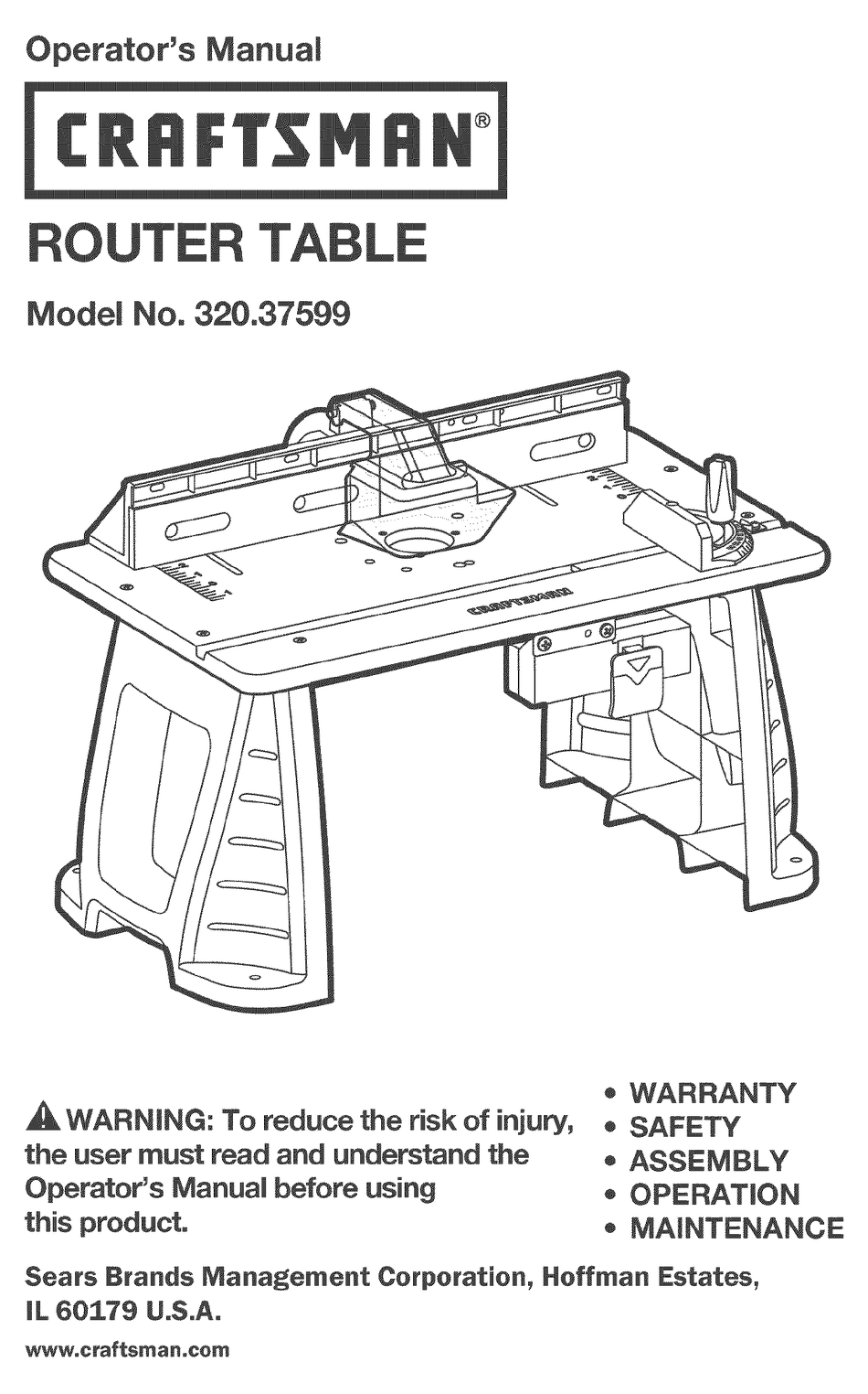CRAFTSMAN 320.37599 OPERATOR'S MANUAL 