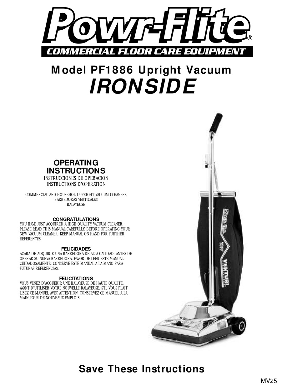 POWRFLITE PF1886 IRONSIDE OPERATING INSTRUCTIONS MANUAL Pdf Download