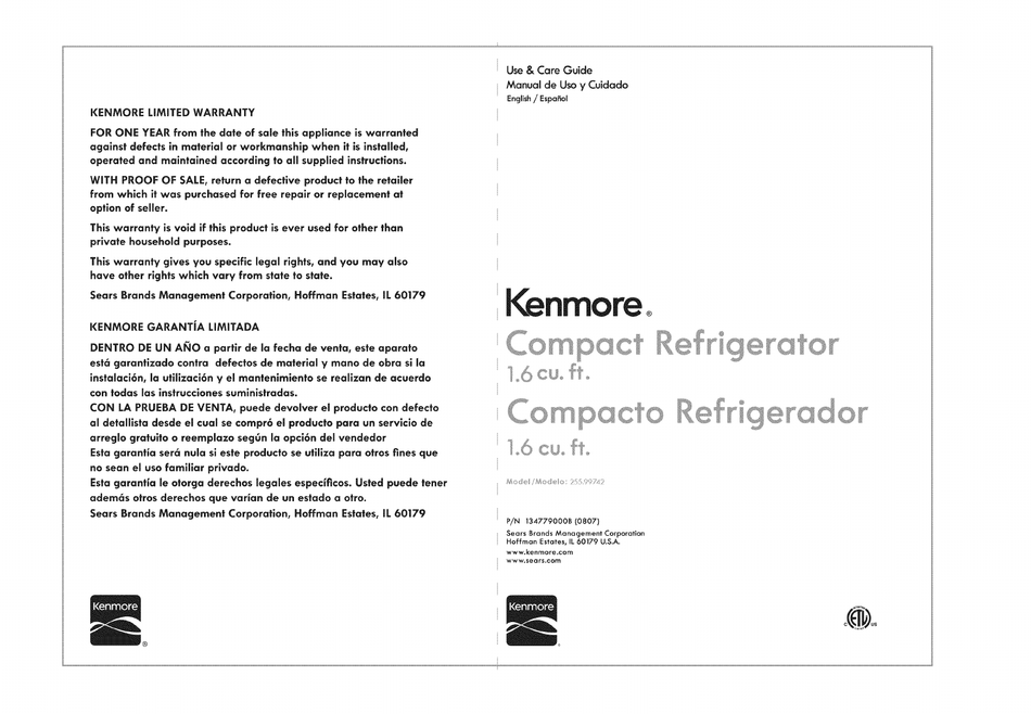 Kenmore 255 99742 Use Care Manual Pdf Download Manualslib