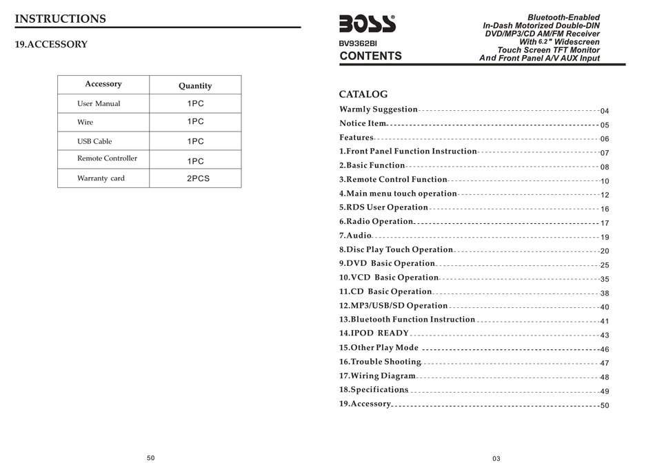 BOSS BV9362BI INSTRUCTIONS MANUAL Pdf Download | ManualsLib Boss Radio Wiring Diagram ManualsLib